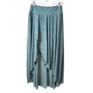 Halara 2-in-1 Skirt Asymmetrical Flowy High-Low Blue Green Womens Size L NEW